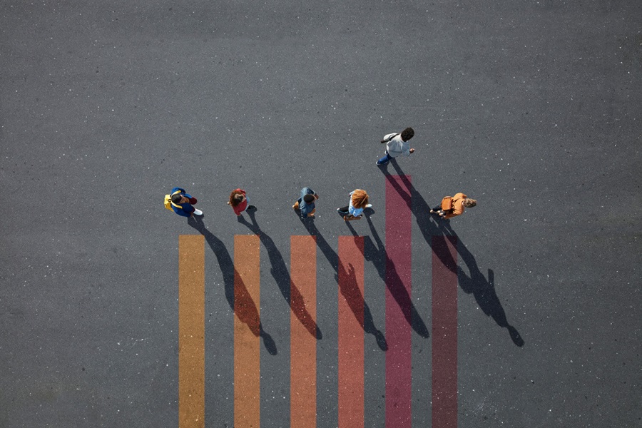 Growth represented in a bar chart