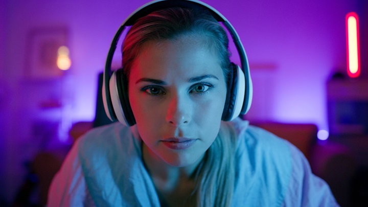 Woman with headphones