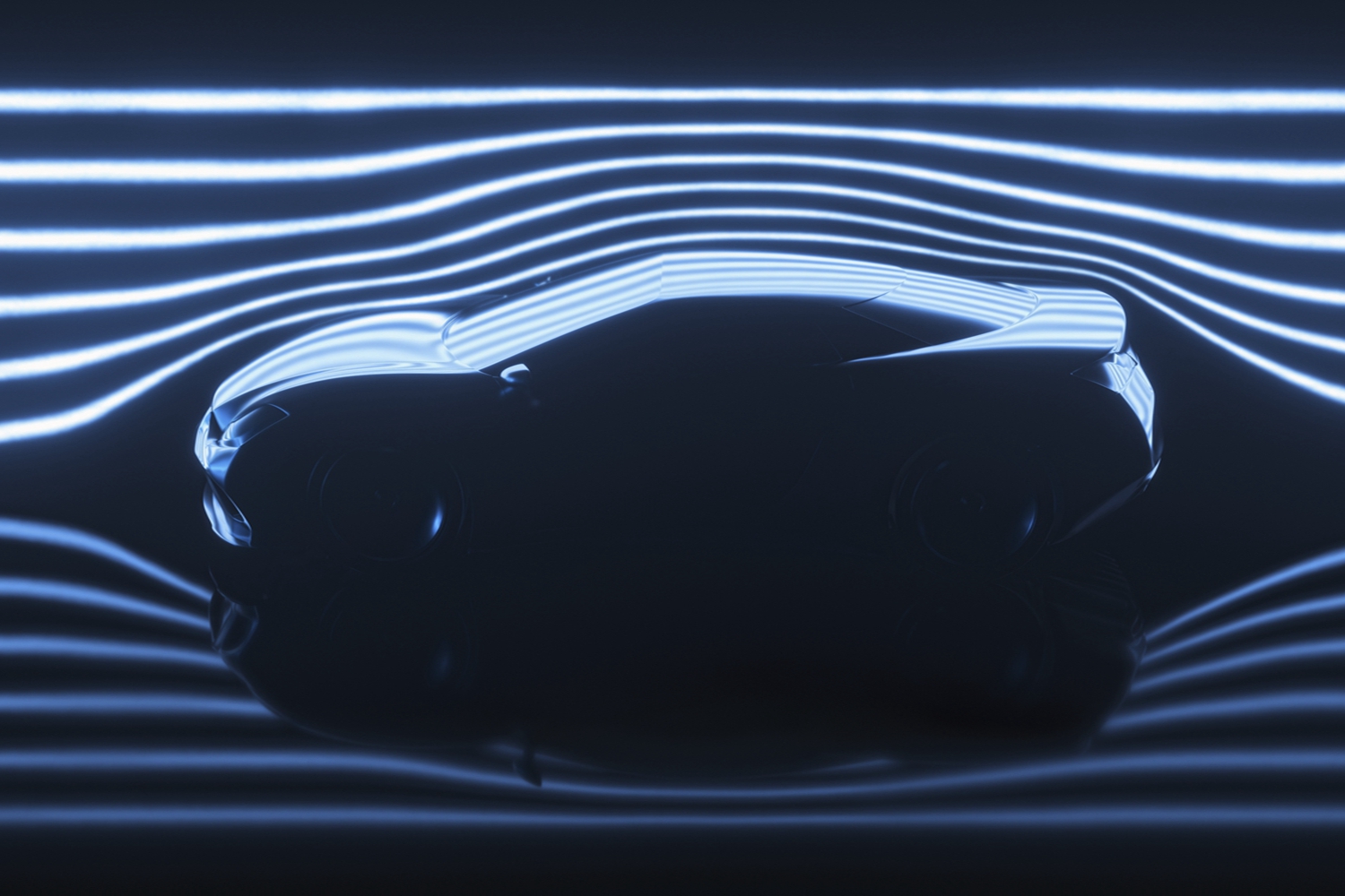 Car in wind tunnel, illustration