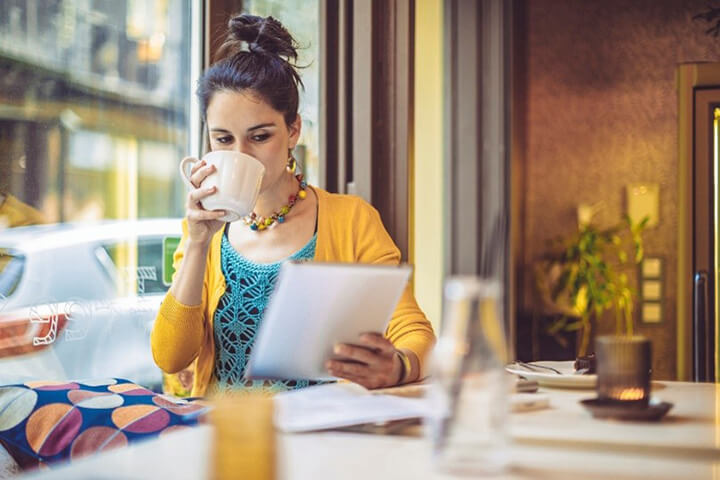 Woman holding a report
