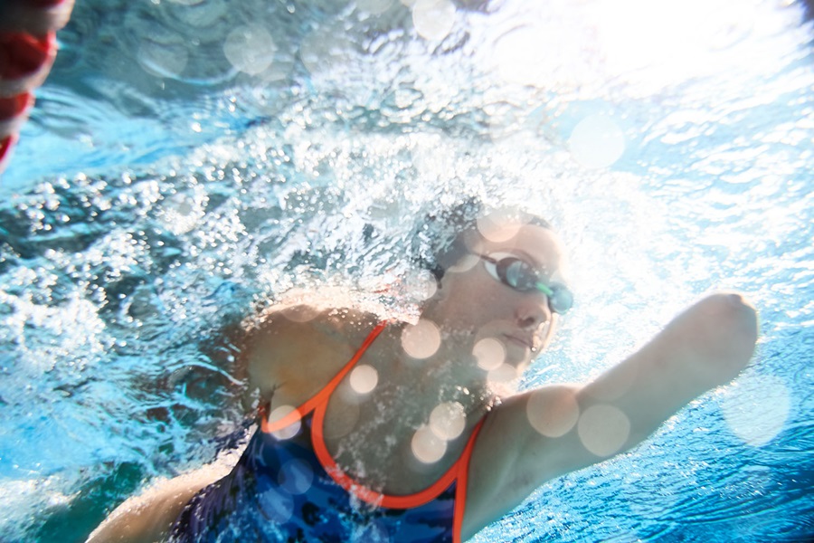 Adaptive Athlete training in the swimming pool.